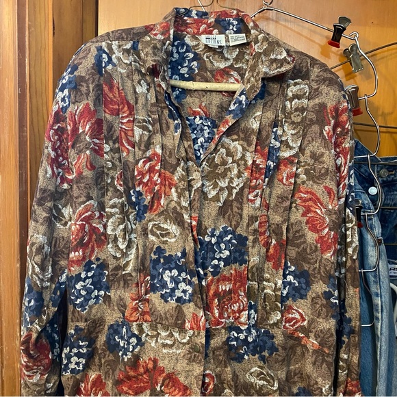 Abstract Button Down Collard Shirt sz 14 - Picture 7 of 7